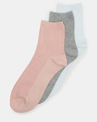 3 Pack Women's Anklet Socks Steve Madden BLUSH MULTI