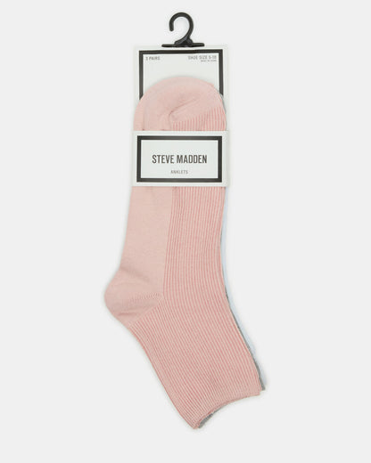 3 Pack Women's Anklet Socks Steve Madden BLUSH MULTI