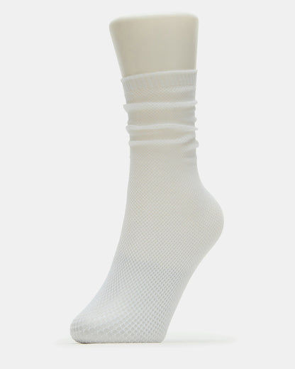FISHNET SHLOUCHY CREW SOCKS White Women's Quarter Socks Steve Madden WHITE