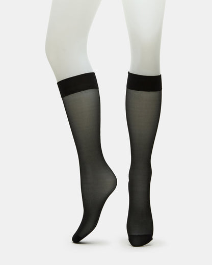 3 Pack Sheer Knee High Women's Mesh Socks Black Steve Madden BLACK