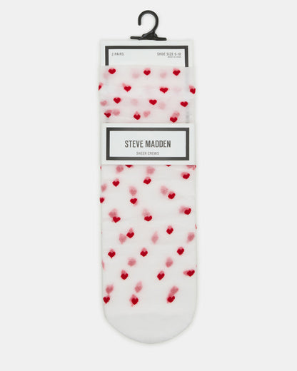 2 Pack Heart Sheer Tulle Women's Anklet Socks White Steve Madden WHITE