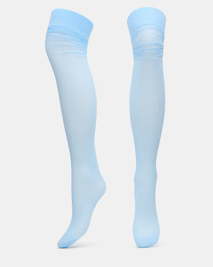 PREPPY Light Blue Over-The-Knee Footed Women's Tights Steve Madden LIGHT BLUE