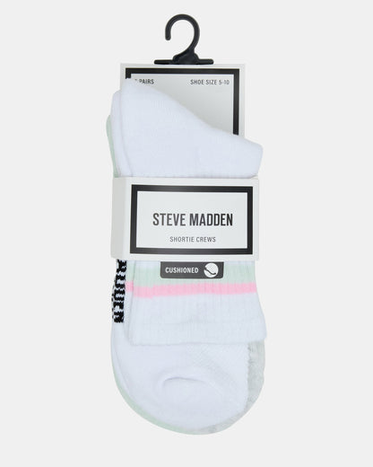 5 PACK STRIPED SOCKS White Multi Women's Stripe Athletic Socks Steve Madden WHITE MULTI