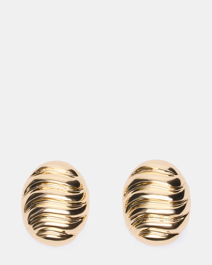 GROOVED CIRCULAR STUD EARRINGS GOLD Women's Sculpted Grooved Stud Earrings Steve Madden GOLD