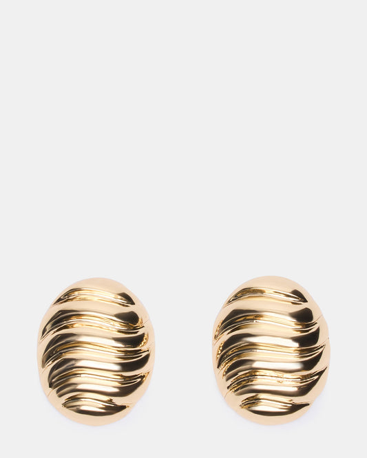 GROOVED CIRCULAR STUD EARRINGS GOLD Women's Sculpted Grooved Stud Earrings Steve Madden GOLD