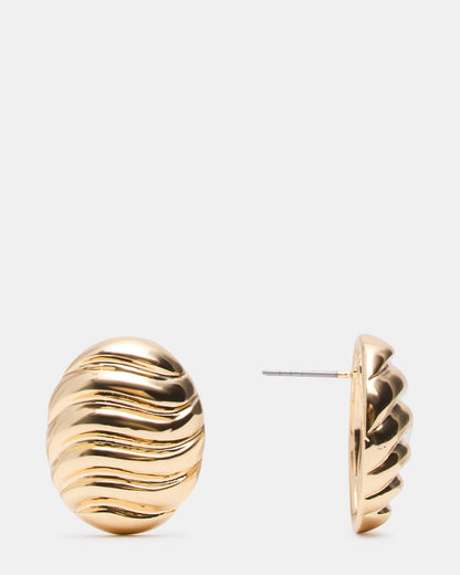GROOVED CIRCULAR STUD EARRINGS GOLD Women's Sculpted Grooved Stud Earrings Steve Madden GOLD