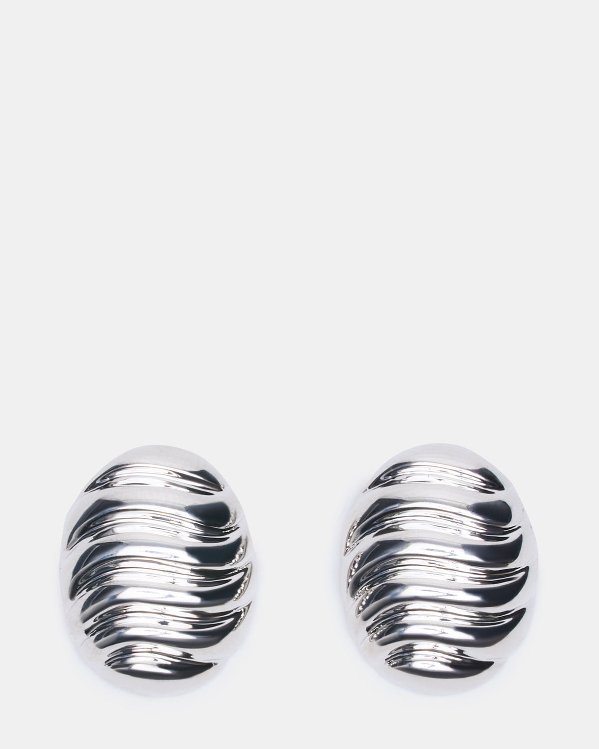 GROOVED CIRCULAR STUD EARRINGS SILVER Women's Sculpted Grooved Stud Earrings Steve Madden SILVER