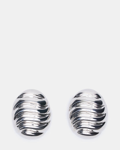 GROOVED CIRCULAR STUD EARRINGS SILVER Women's Sculpted Grooved Stud Earrings Steve Madden SILVER