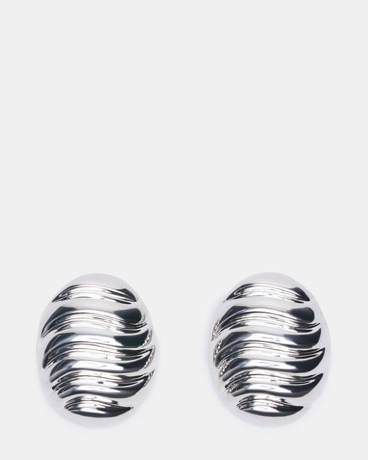 GROOVED CIRCULAR STUD EARRINGS SILVER Women's Sculpted Grooved Stud Earrings Steve Madden SILVER