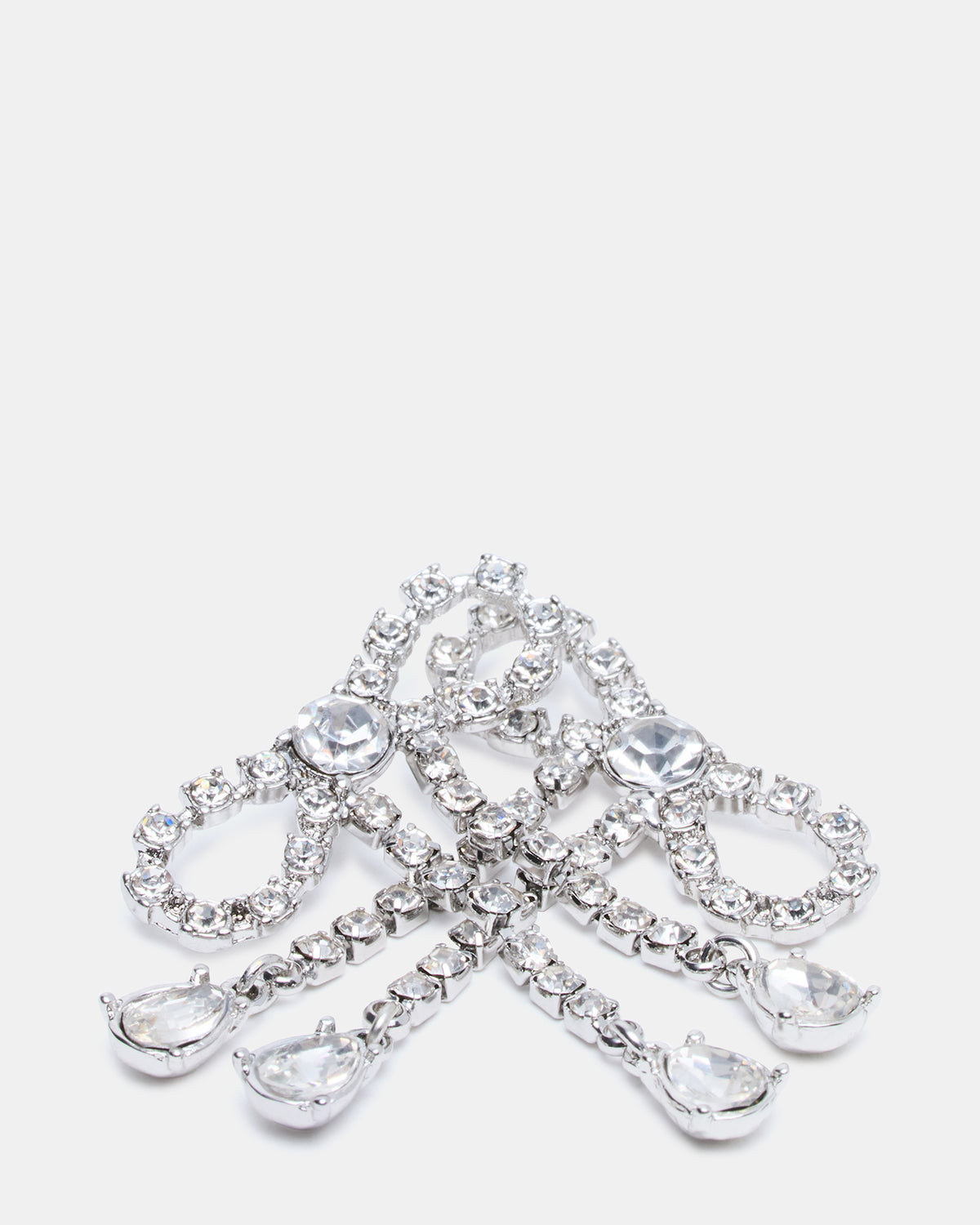 RHINESTONE BOW EARRINGS SILVER Women's Embellished Bow Post-Back Earrings Steve Madden SILVER