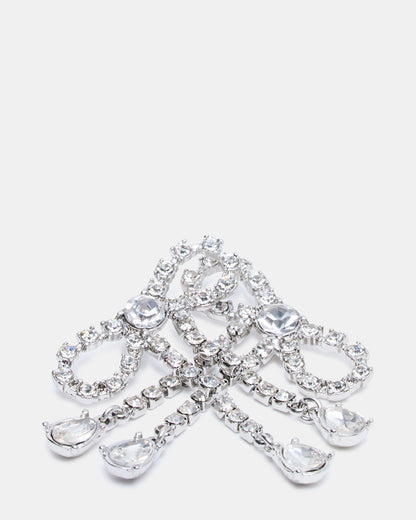 RHINESTONE BOW EARRINGS SILVER Women's Embellished Bow Post-Back Earrings Steve Madden SILVER