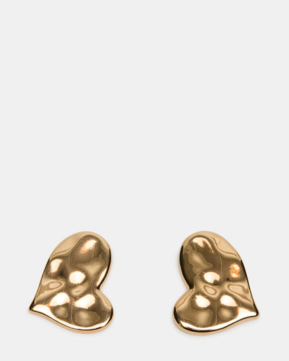 TEXTURED HEART STUD EARRINGS GOLD Women's Textured Heart Stud Earrings Steve Madden GOLD