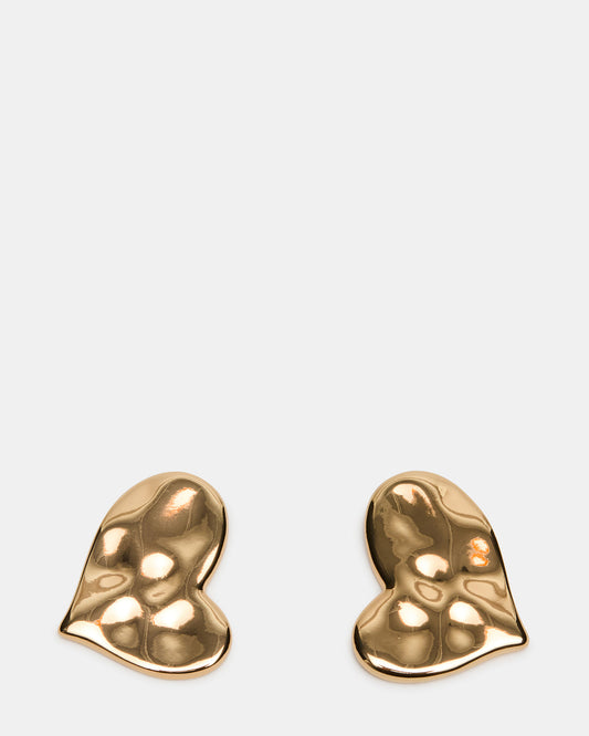 TEXTURED HEART STUD EARRINGS GOLD Women's Textured Heart Stud Earrings Steve Madden GOLD