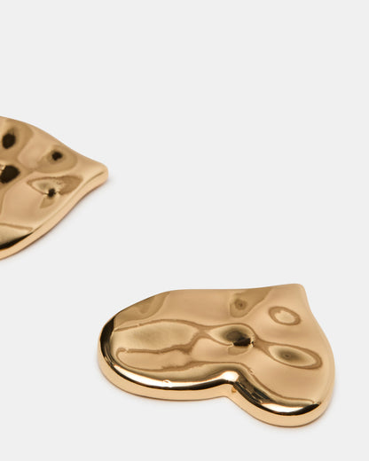 TEXTURED HEART STUD EARRINGS GOLD Women's Textured Heart Stud Earrings Steve Madden GOLD