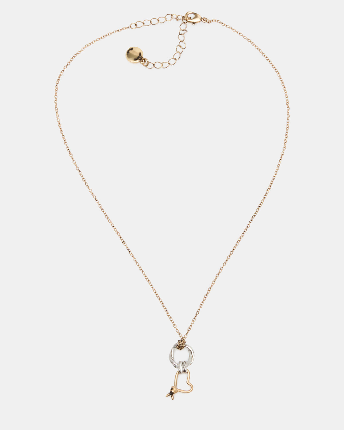 TWO TONE KNOT HEART PENDANT Necklace Double Knot Chain Necklace Steve Madden GOLD