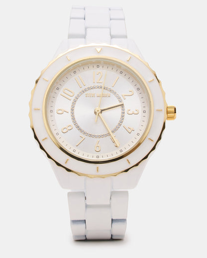 WOMEN'S STAINLESS STEEL WATCH White Women's Watch Steve Madden WHITE
