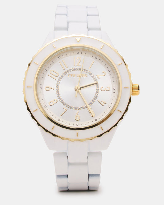 WOMEN'S STAINLESS STEEL WATCH White Women's Watch Steve Madden WHITE