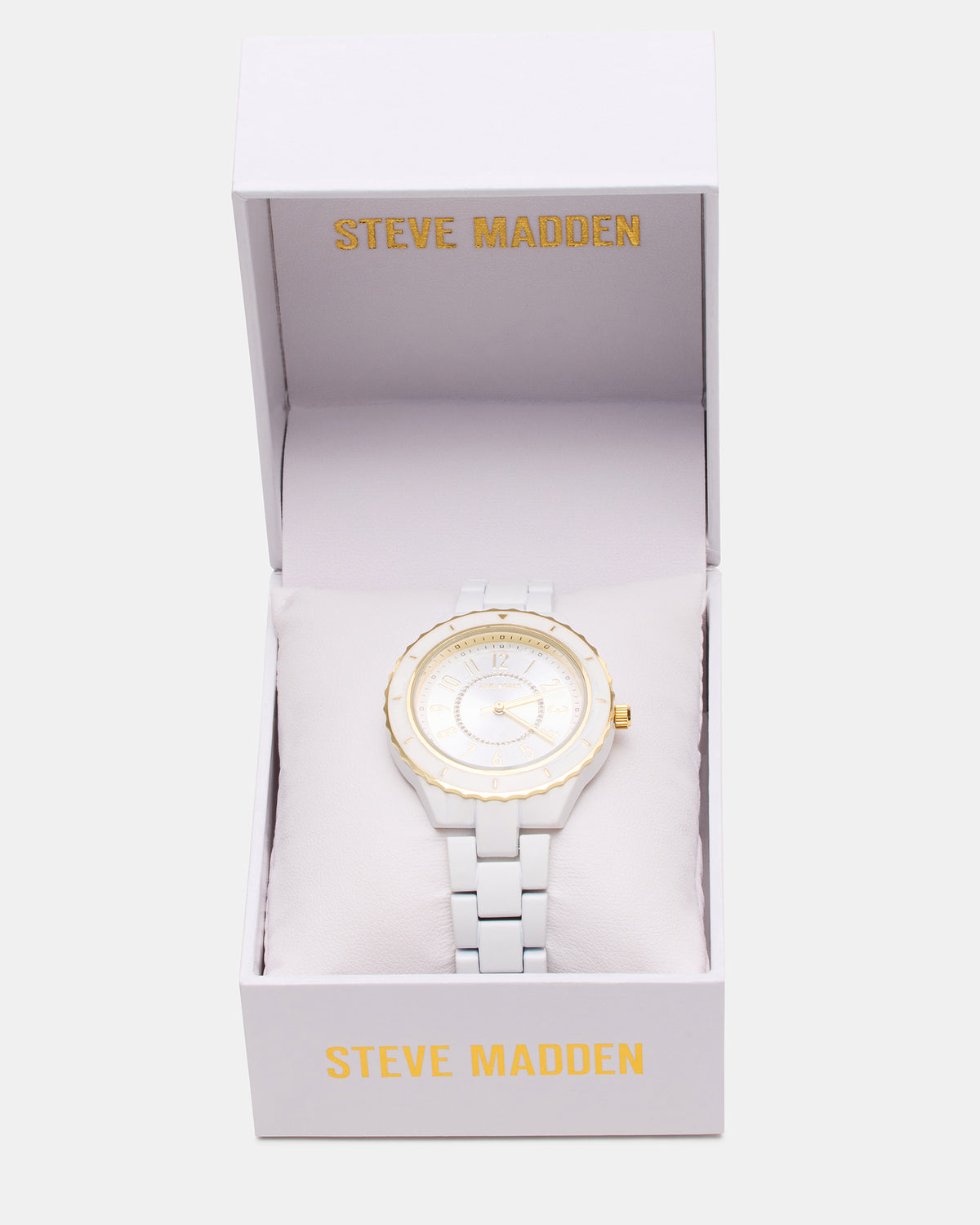 WOMEN'S STAINLESS STEEL WATCH White Women's Watch Steve Madden WHITE