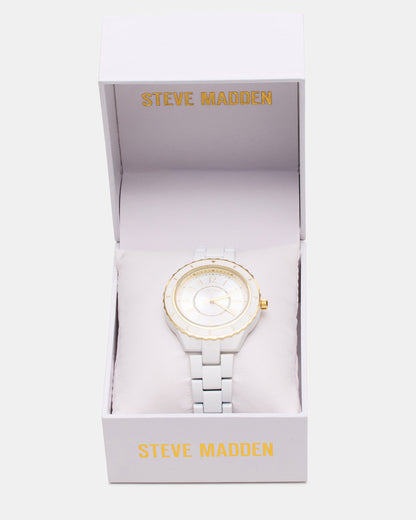 WOMEN'S STAINLESS STEEL WATCH White Women's Watch Steve Madden WHITE