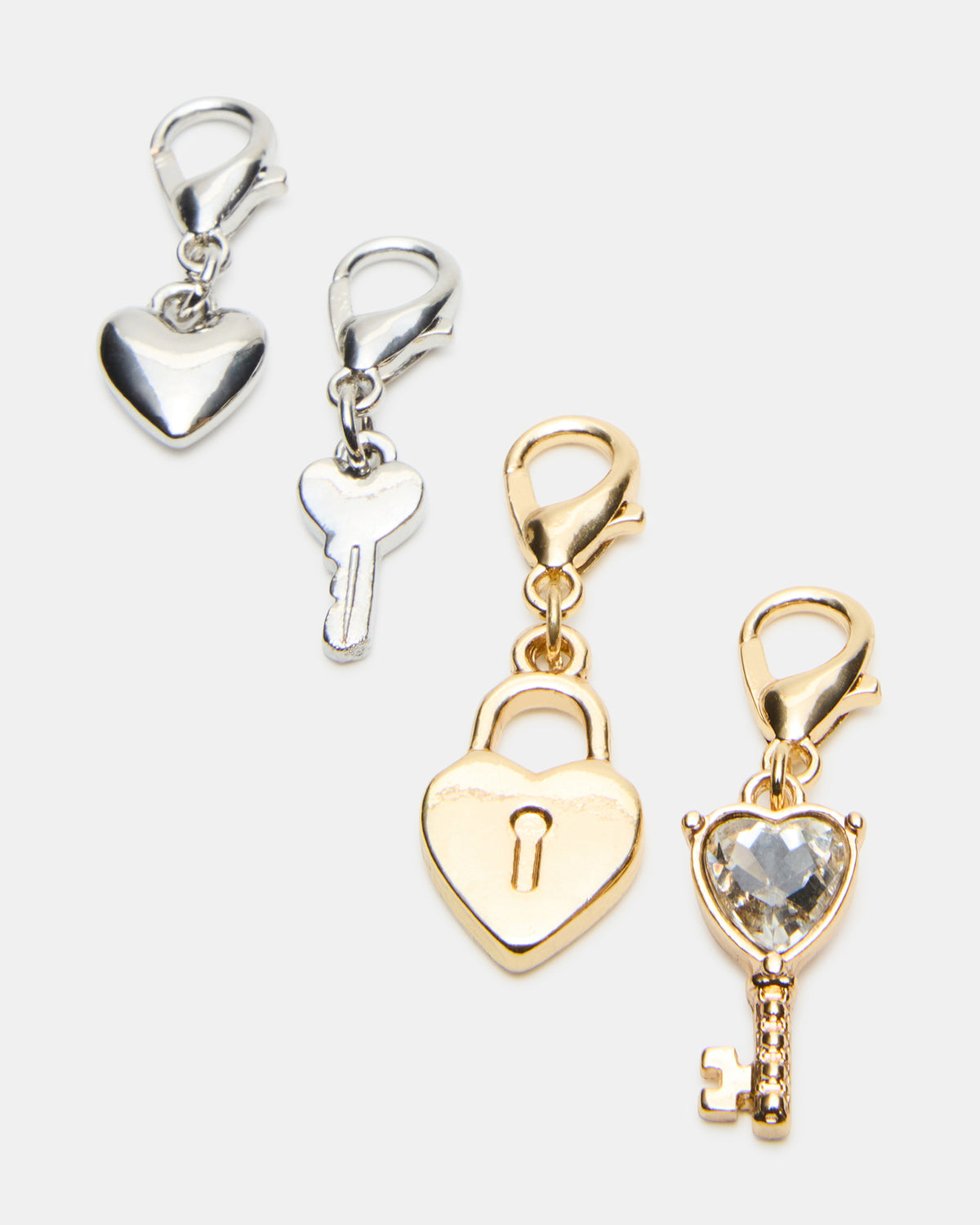 LOCK CHARM ANKLET SET Women's Lock Chain Multi Anklet Set Steve Madden GOLD MULTI