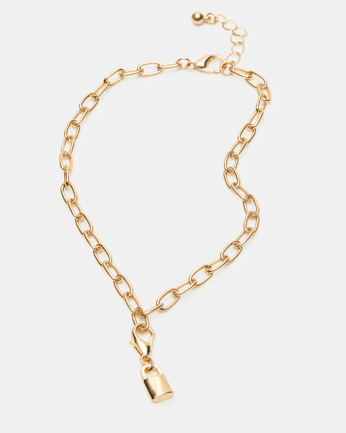 LOCK CHARM ANKLET SET Women's Lock Chain Multi Anklet Set Steve Madden GOLD MULTI