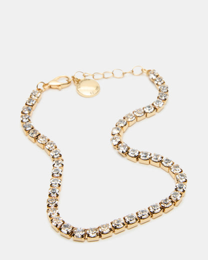 2-PIECE RHINESTONE CHAIN ANKLET SET Women's Pearl Embellished ChaiN Anklet Set Steve Madden GOLD