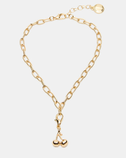 CHERRY CHARM ANKLET SET Women's Cherry Chain Multi Anklet Set Steve Madden GOLD MULTI