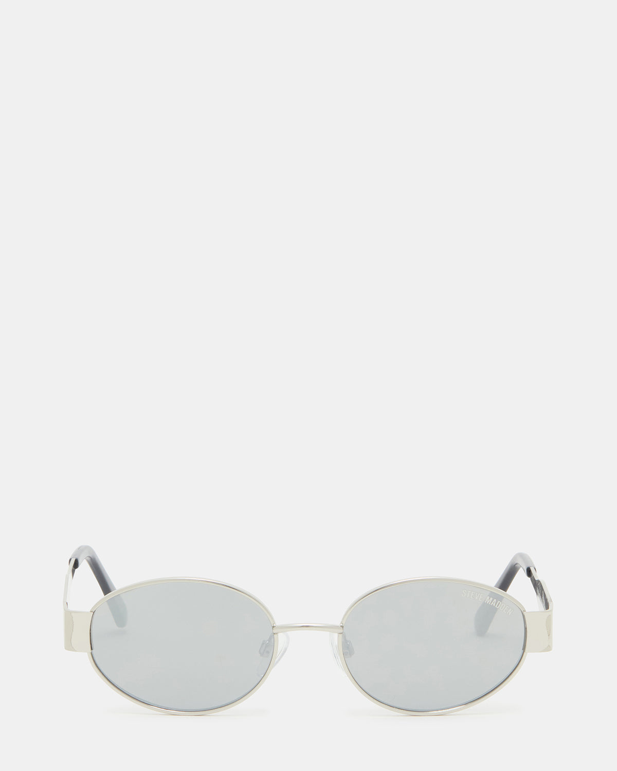MYSTIE Shiny Silver Frame Oval Sunglasses Steve Madden SILVER