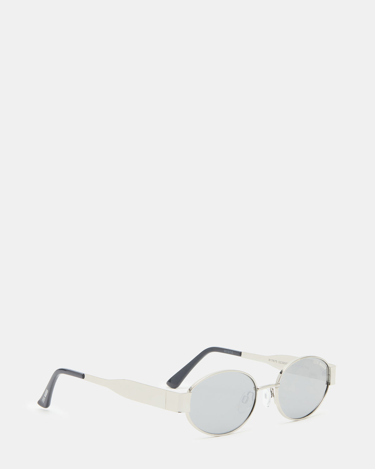 MYSTIE Shiny Silver Frame Oval Sunglasses Steve Madden SILVER