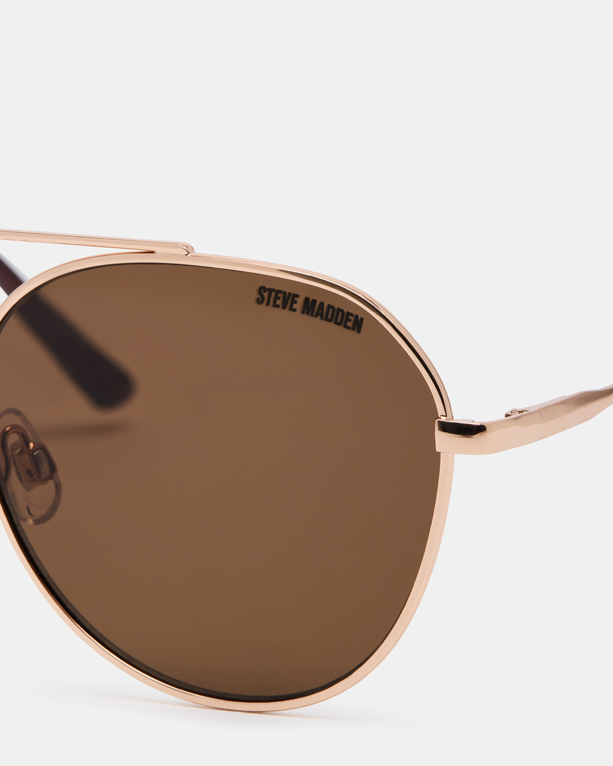 AYDIN Gold Solid Brown Gold Frame Sunglasses Steve Madden GOLD