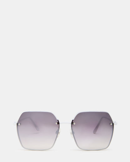 DAVIAN White Square Shiny Gradient Smoke Sunglasses Steve Madden WHITE