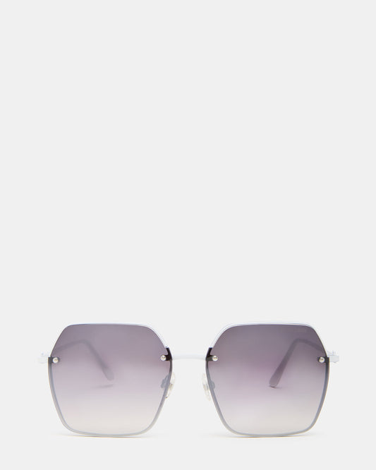 DAVIAN White Square Shiny Gradient Smoke Sunglasses Steve Madden WHITE