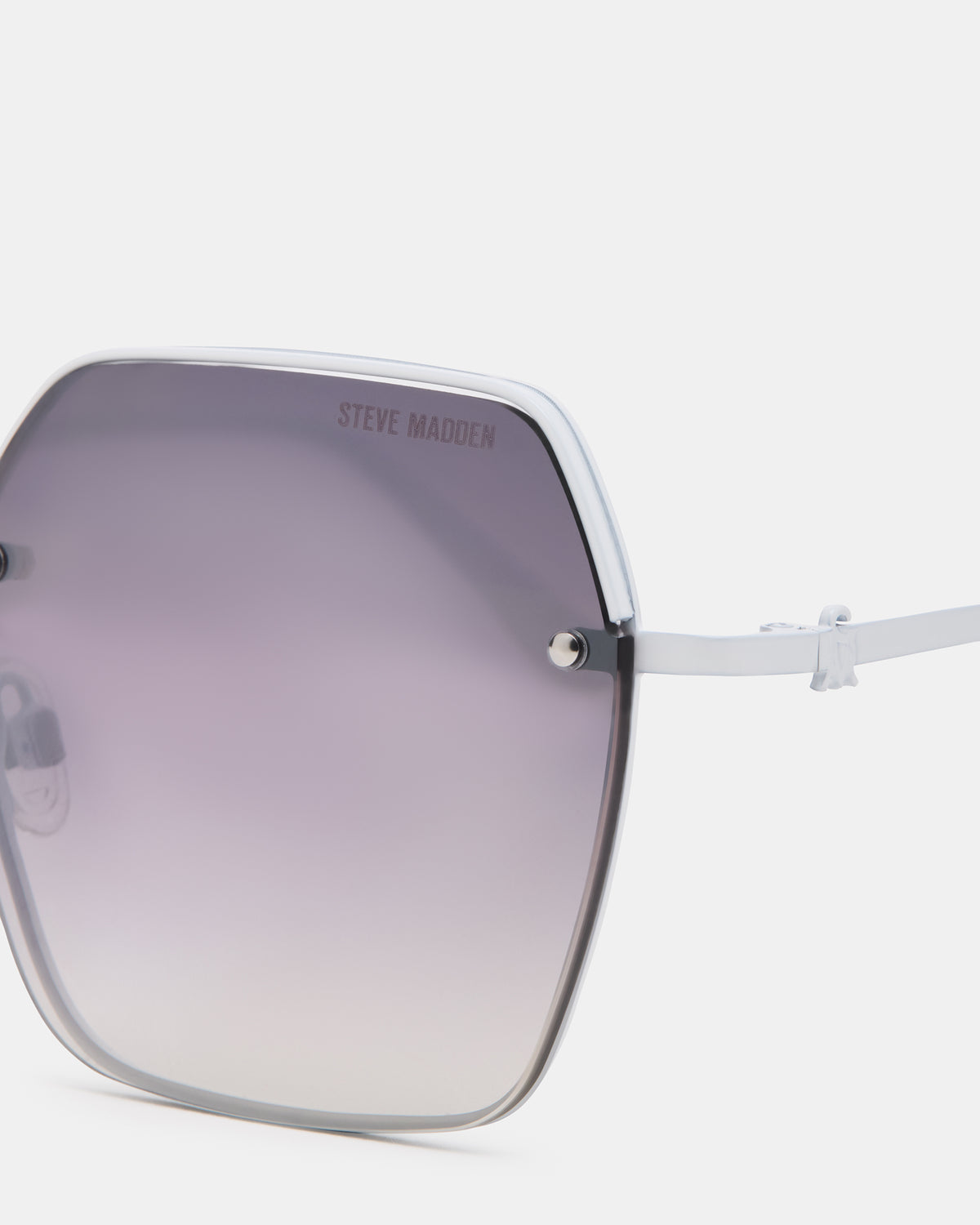 DAVIAN White Square Shiny Gradient Smoke Sunglasses Steve Madden WHITE