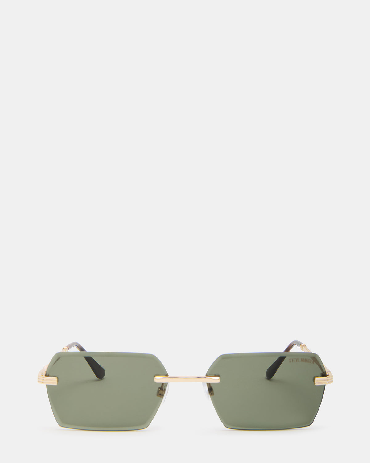 FINNIAN Gold Rectangle Green Solid Tortoise Sunglasses Steve Madden GOLD
