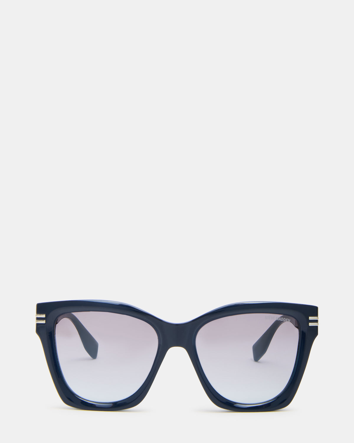 TAISIA Navy Milky Opaque Silver Flash Cat Eye Sunglasses Steve Madden NAVY