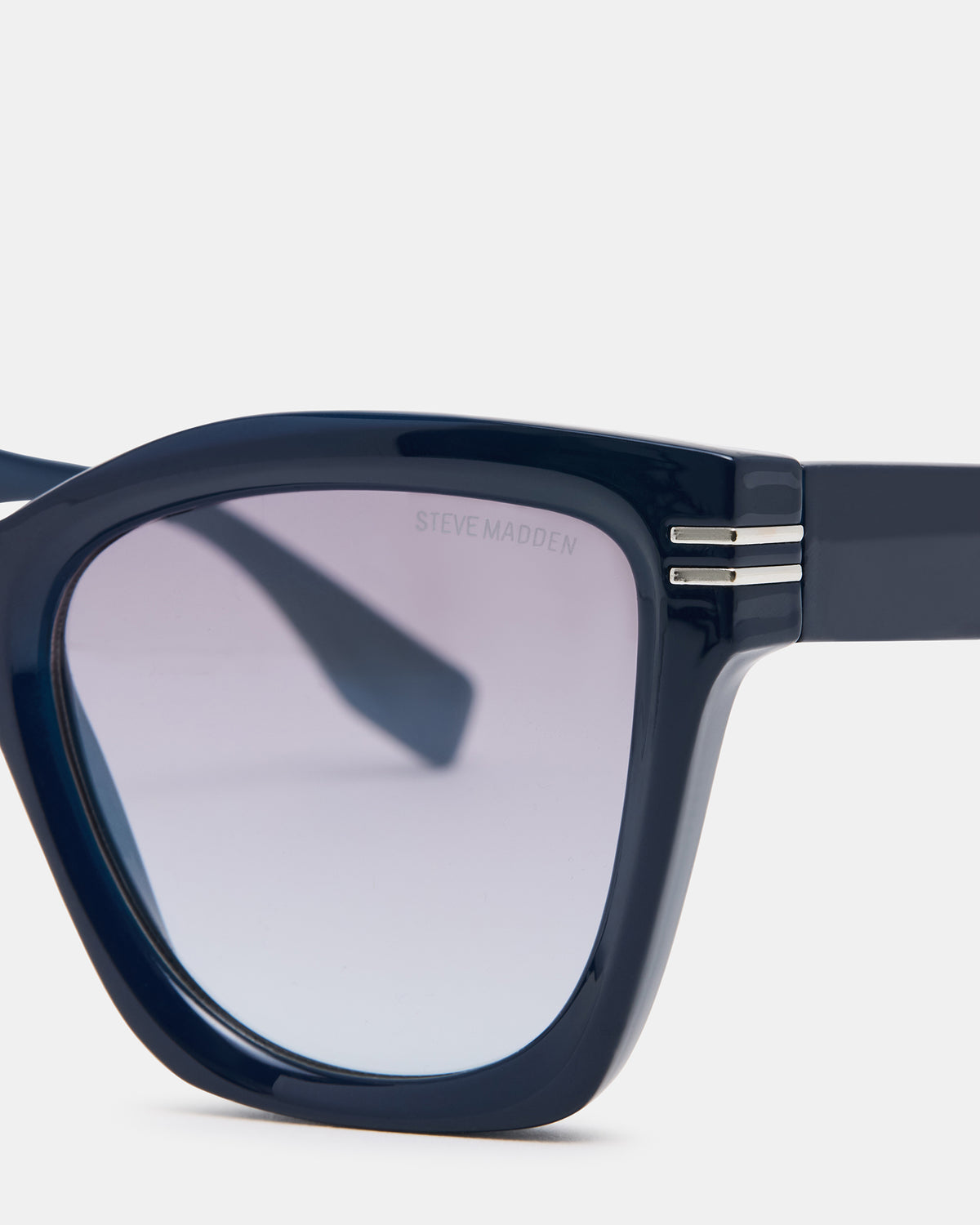 TAISIA Navy Milky Opaque Silver Flash Cat Eye Sunglasses Steve Madden NAVY