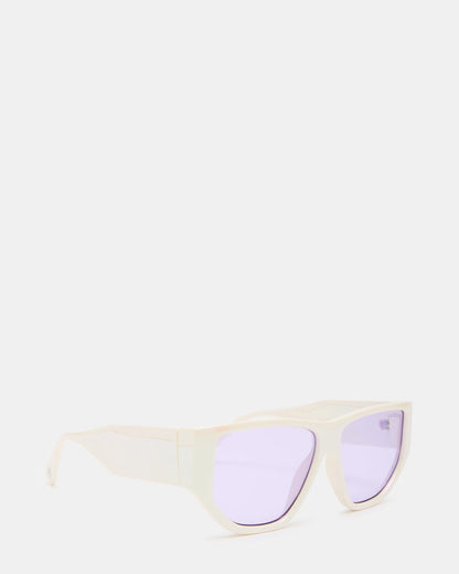NICKO Off-White Iridescent Opaque Sunglasses Steve Madden OFF-WHITE
