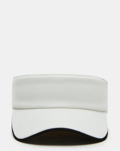 EMBROIDERED White Women's Visor Cap Steve Madden WHITE