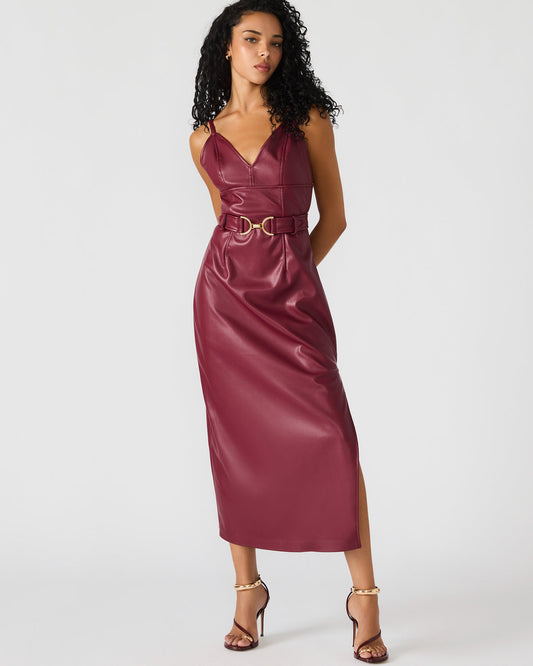 KAILEY Cordovan Faux Leather Sleeveless Midi Women's Dress Steve Madden CORDOVAN
