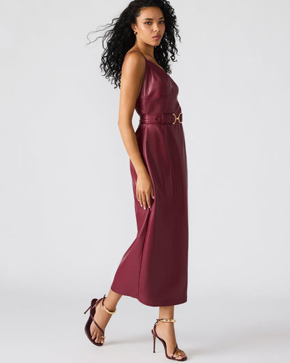 KAILEY Cordovan Faux Leather Sleeveless Midi Women's Dress Steve Madden CORDOVAN