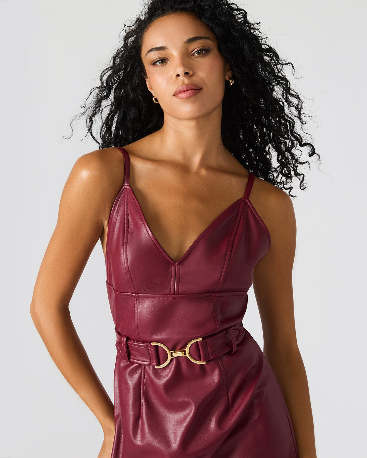 KAILEY Cordovan Faux Leather Sleeveless Midi Women's Dress Steve Madden CORDOVAN