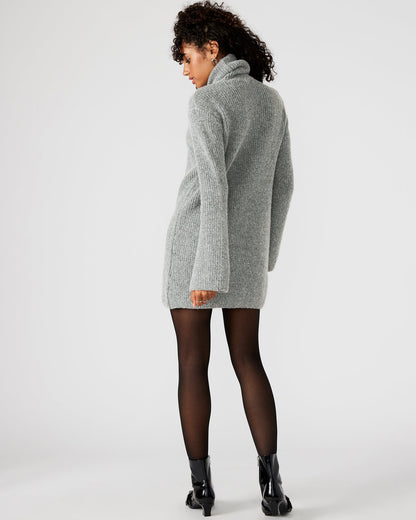 ABBIE Sweater Dress Grey | Mini Turtleneck Flared Sleeve Dress Steve Madden GREY