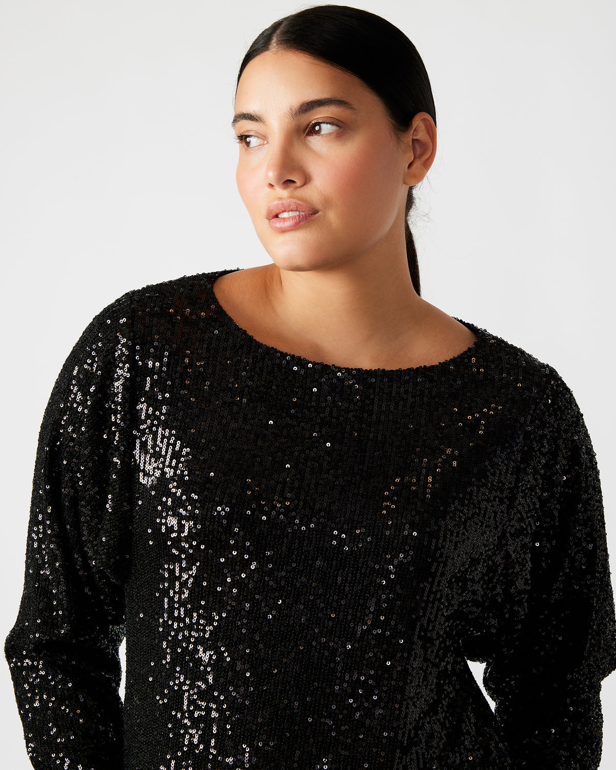 GINGER Dress Black | Women's Long-Sleeved Sequin Mini Dress Steve Madden BLACK