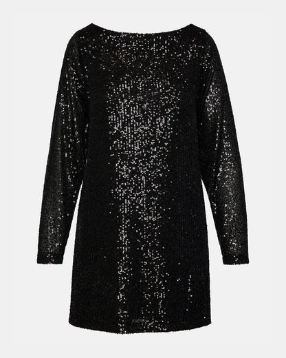 GINGER Dress Black | Women's Long-Sleeved Sequin Mini Dress Steve Madden BLACK