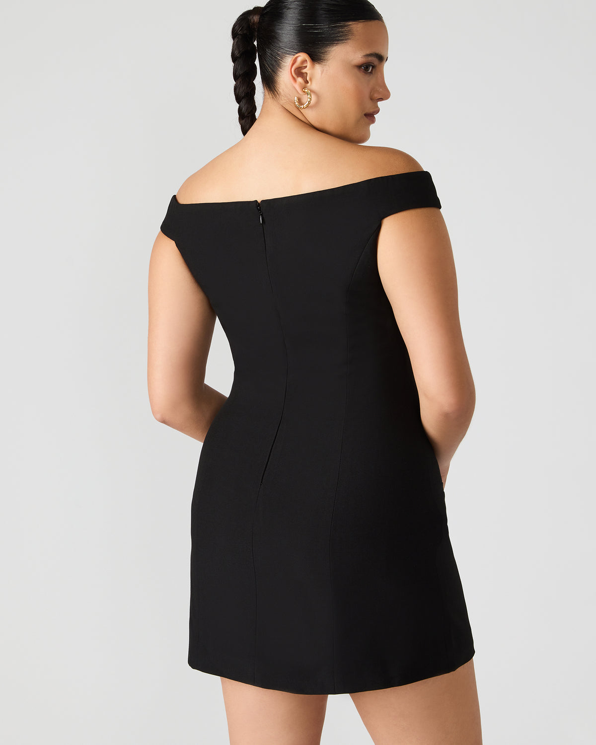 YANA Black Off-The-Shoulder Pleated Women's Dress Steve Madden BLACK
