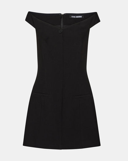 YANA Black Off-The-Shoulder Pleated Women's Dress Steve Madden BLACK