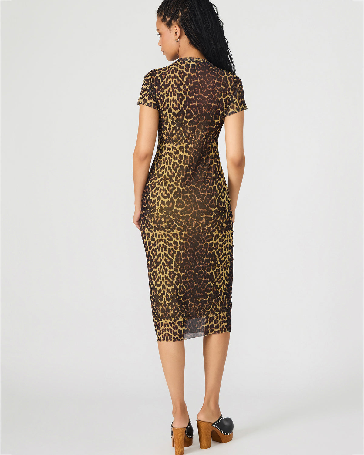HAILEE Hot Sports Print Mesh Short-Sleeved Bodycon Women's Dress Steve Madden HOT SPOTS PRINT