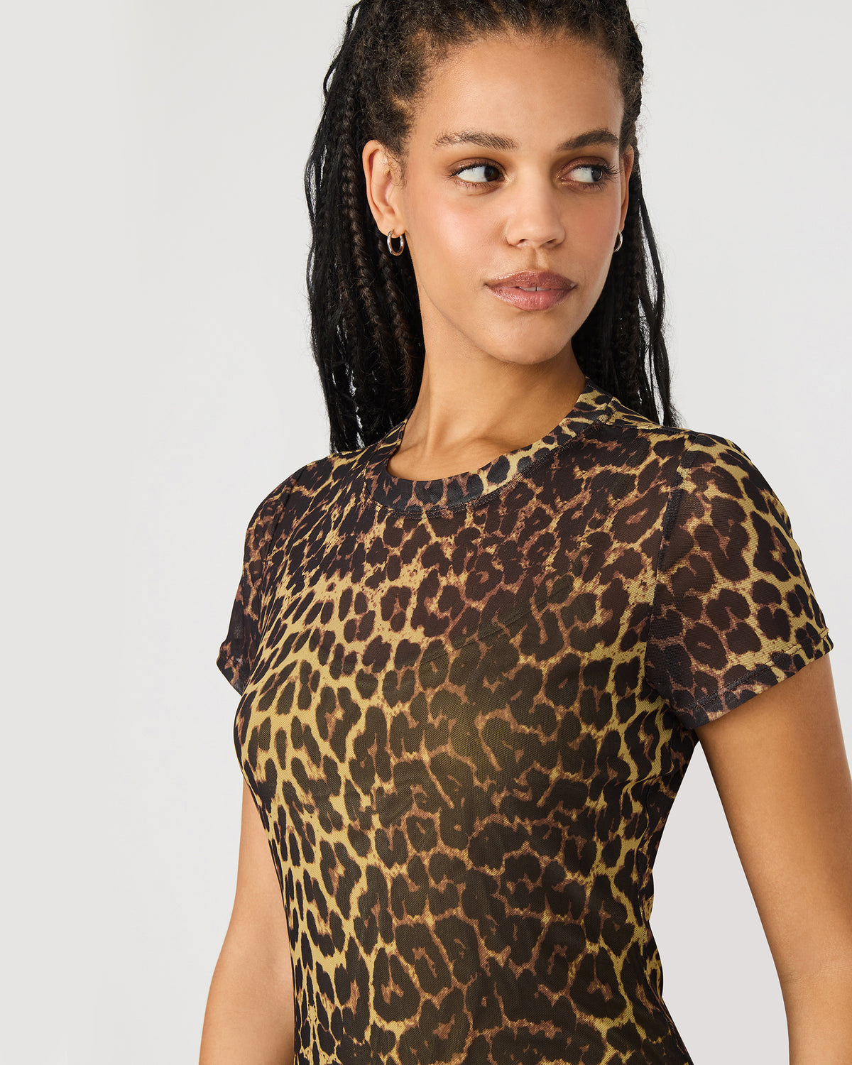 HAILEE Hot Sports Print Mesh Short-Sleeved Bodycon Women's Dress Steve Madden HOT SPOTS PRINT