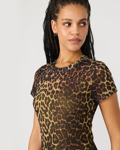 HAILEE Hot Sports Print Mesh Short-Sleeved Bodycon Women's Dress Steve Madden HOT SPOTS PRINT