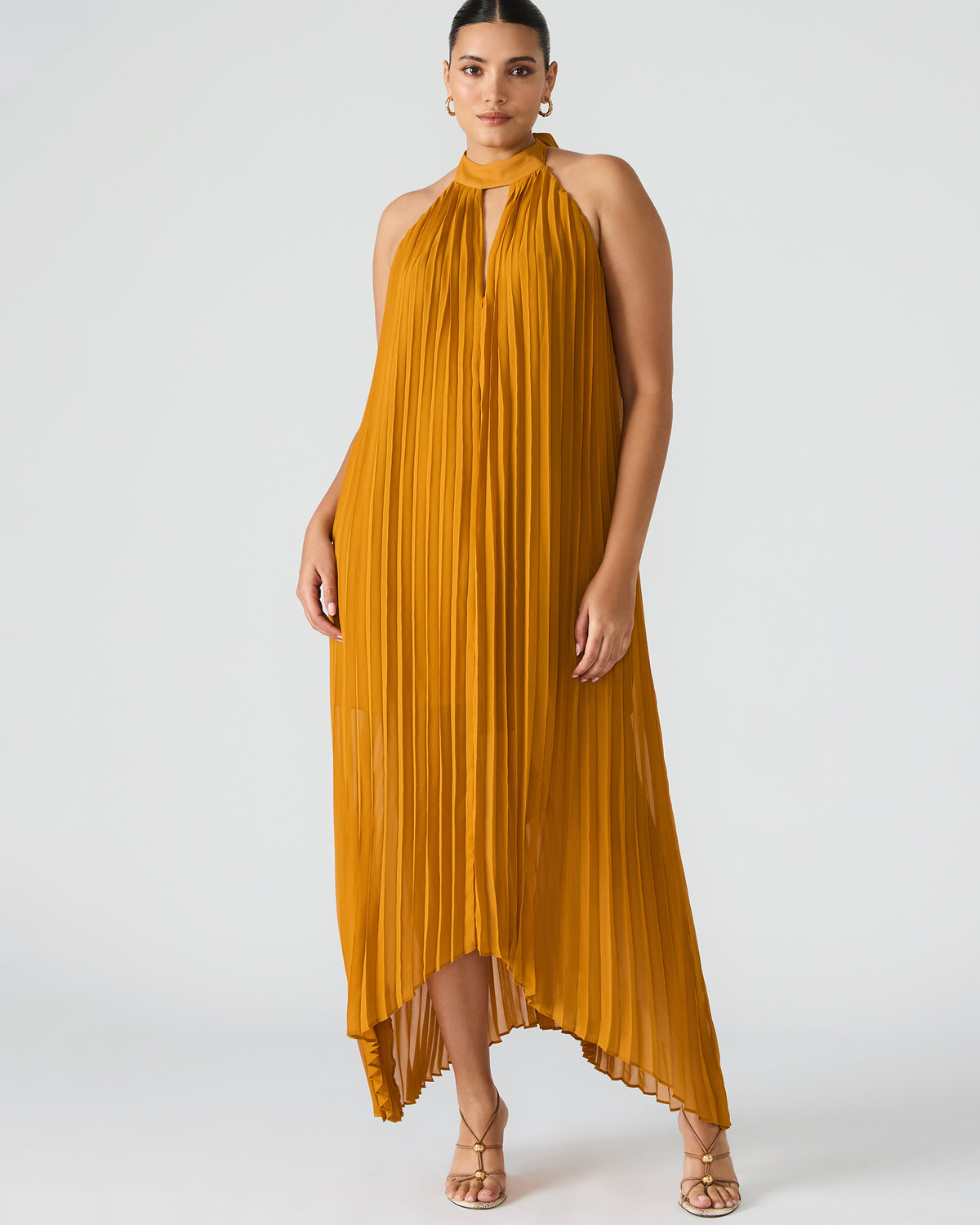 MARAYA Tuscan Gold Flowy Halter Women's Maxi Dress Steve Madden TUSCAN GOLD